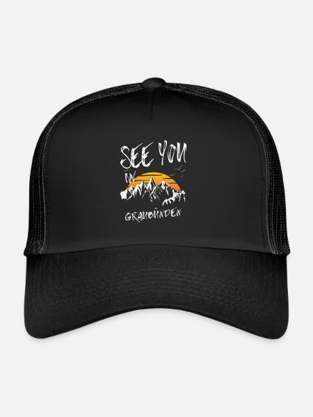 Grisons Suisse randonnée et ski - Casquette trucker  - noir/noir - Devant