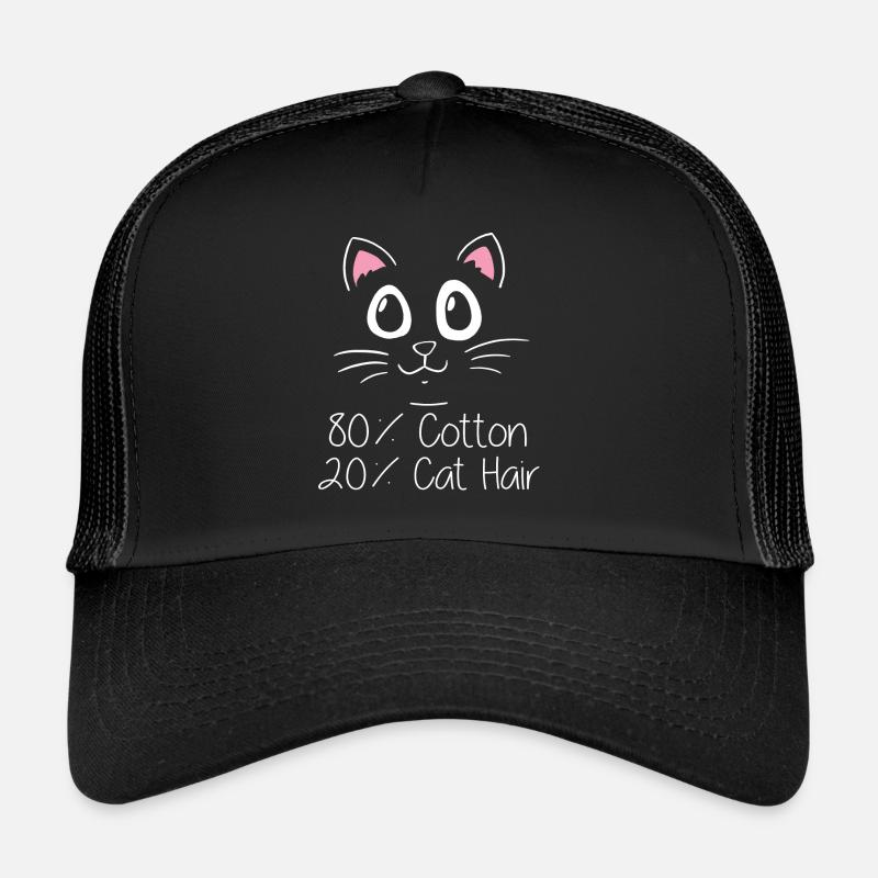 80% Baumwolle, 20% Katzenhaare - Trucker Cap - Schwarz/Schwarz