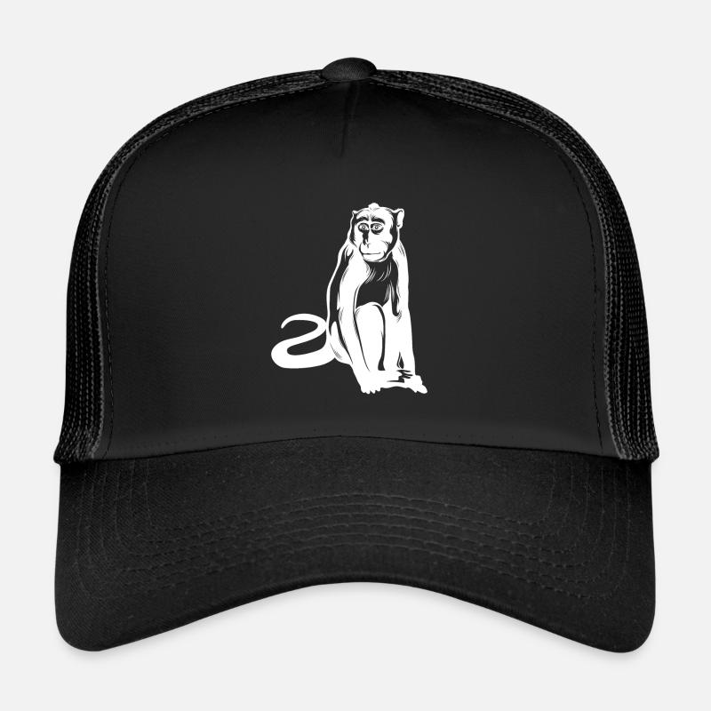 Affe Monkey Tier - Trucker Cap - Schwarz/Schwarz
