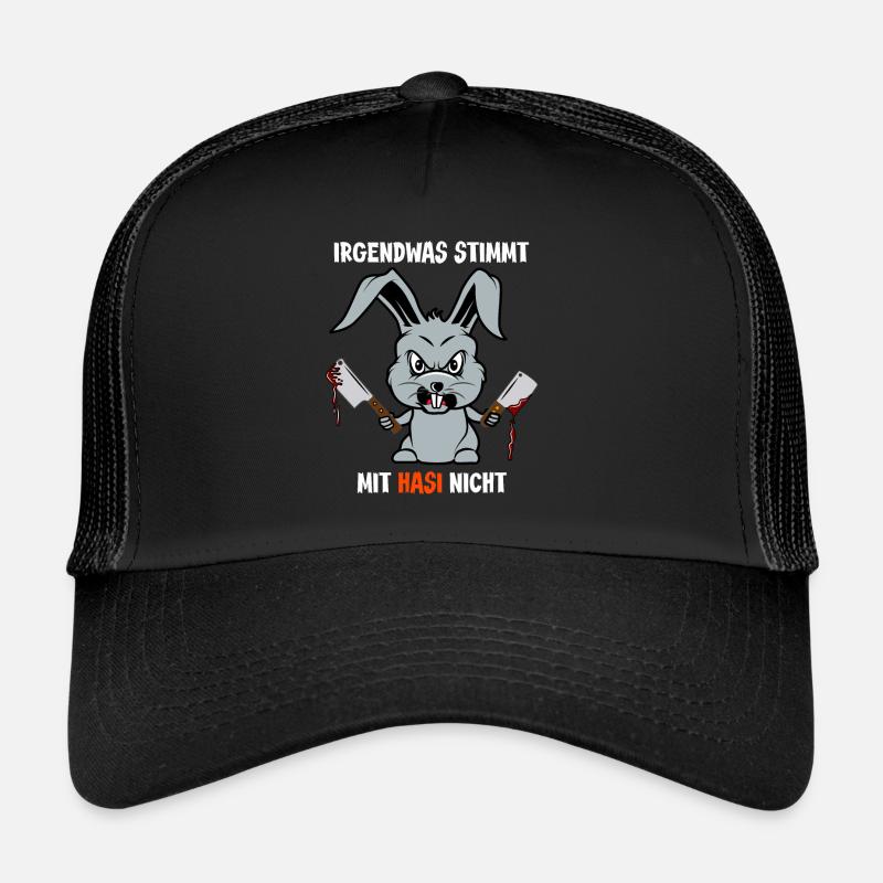 Halloween 2021 Monster verrückter Hase Sarkasmus - Trucker Cap - Schwarz/Schwarz
