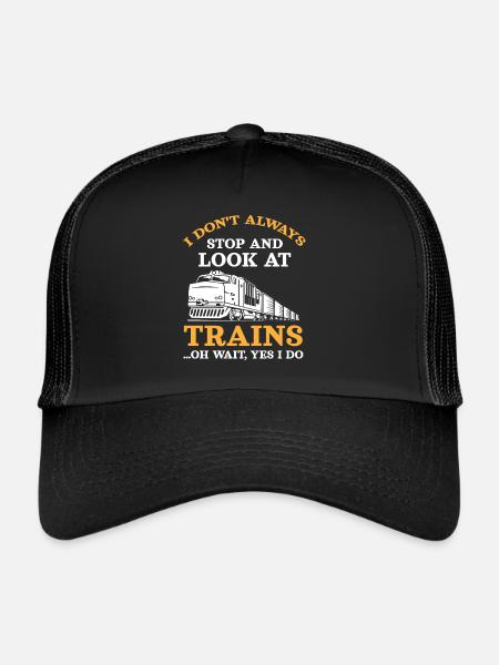 Trains, trains, amoureux des trains - Casquette trucker  - noir/noir - Devant