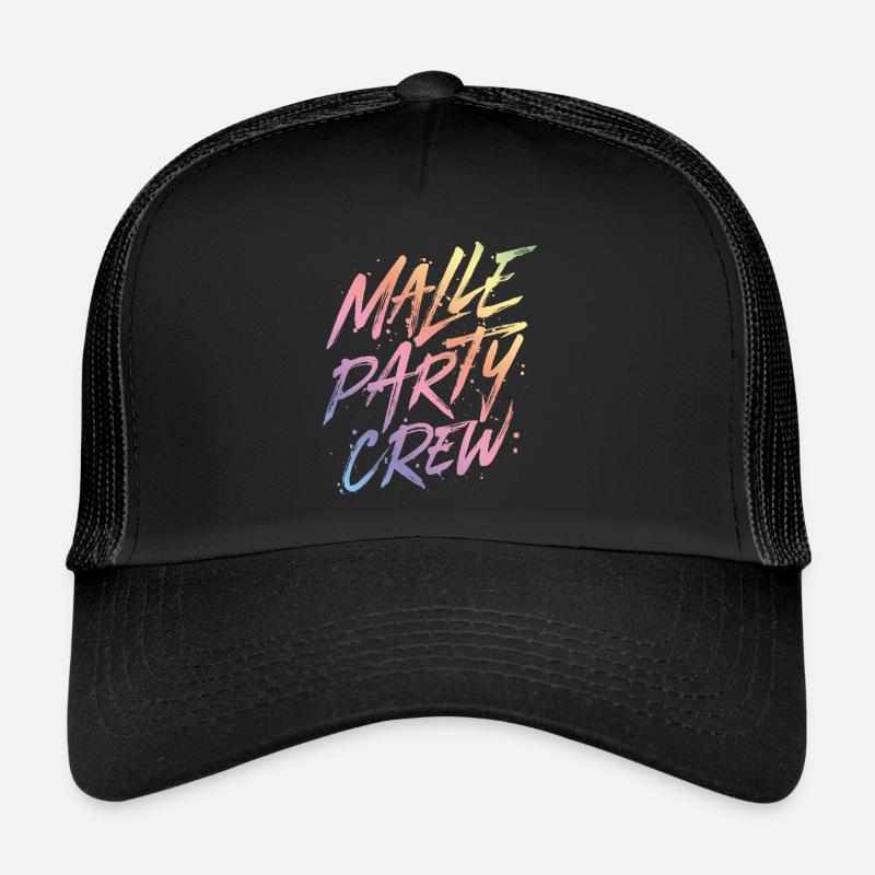malle party crew bunt - Trucker Cap - Schwarz/Schwarz