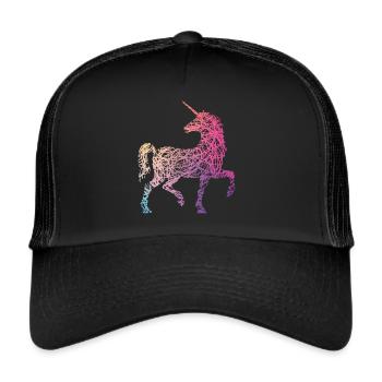 Süßes Einhorn Kritzelei Regenbogen Farben - Trucker Cap - Schwarz/Schwarz - Vorne