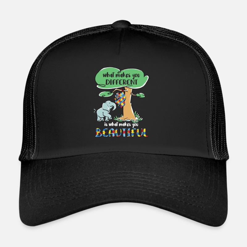 autism awareness month puzzel different elefant Trucker Cap