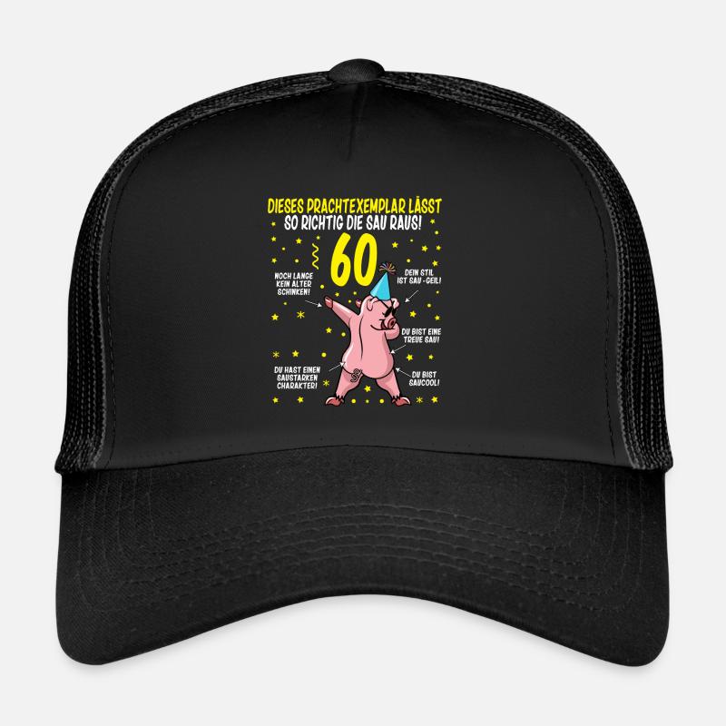 60 Geburtstag Geschenkidee Baujahr 1962 lustig - Trucker Cap - Schwarz/Schwarz