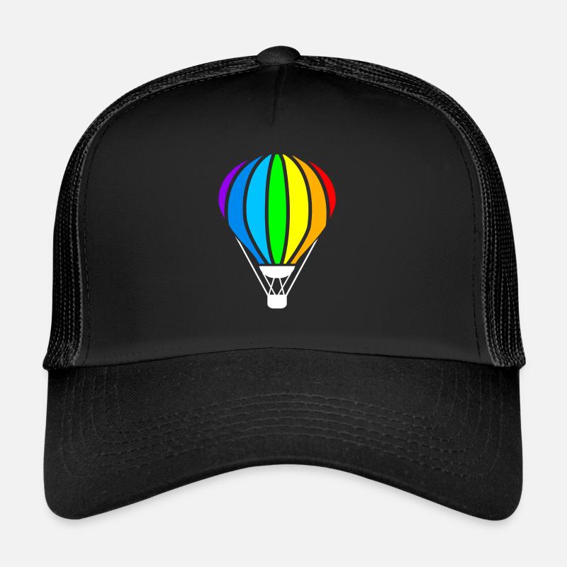 Heißluftballon, Fliegen Eines Heißluftballons - Trucker Cap - Schwarz/Schwarz