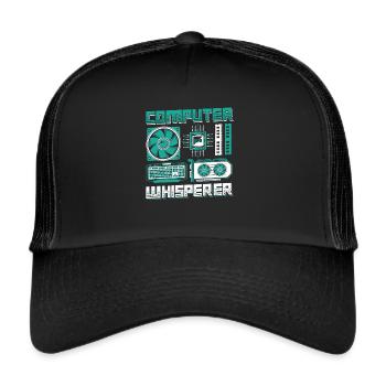 Computerflüsterer IT-Unterstützung - Trucker Cap - Schwarz/Schwarz - Vorne