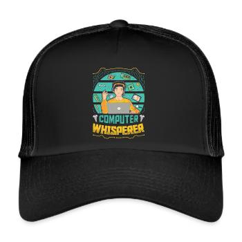 Computerflüsterer IT-Unterstützung - Trucker Cap - Schwarz/Schwarz - Vorne