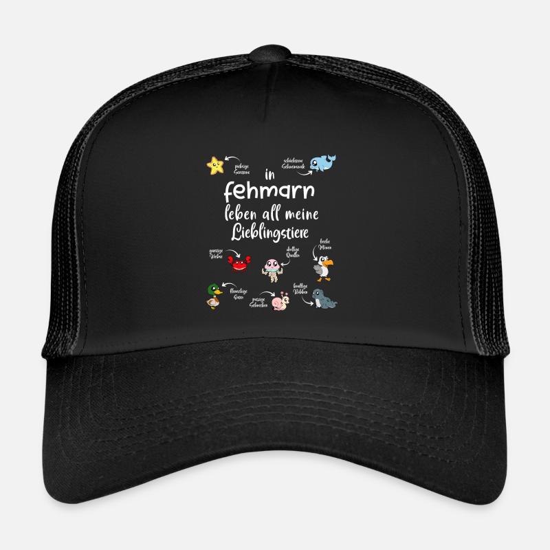 Meine Lieblingstiere in Fehmarn - Trucker Cap - Schwarz/Schwarz