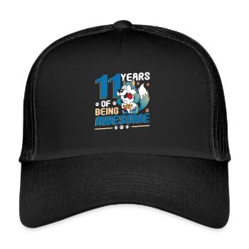 Celebrating 11 Years, 11. Geburtstag - Trucker Cap - Schwarz/Schwarz - Vorne