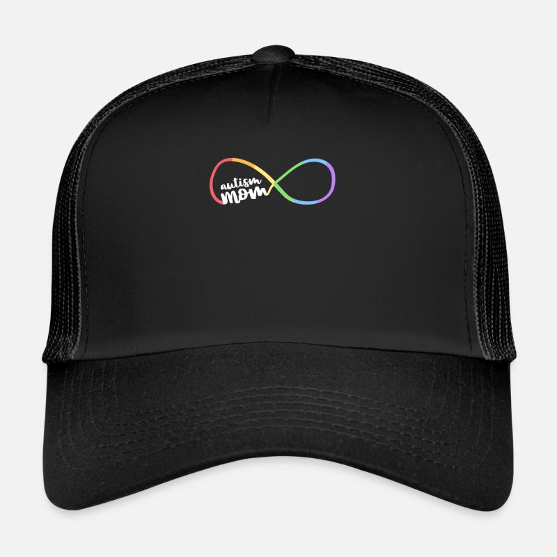 Familie Autismus Bewusstsein Mama Regenbogen Unendlichkeit - Trucker Cap - Schwarz/Schwarz
