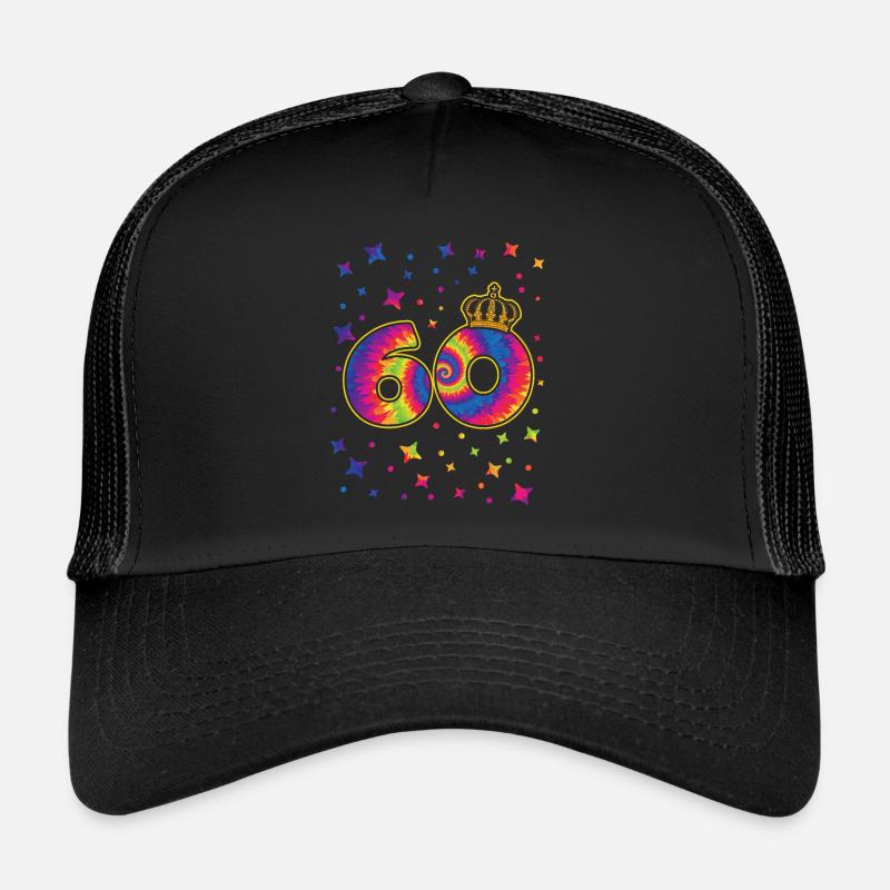 Tie-dye 60. Geburtstag Party 60 Jahre Alter - Trucker Cap - Schwarz/Schwarz