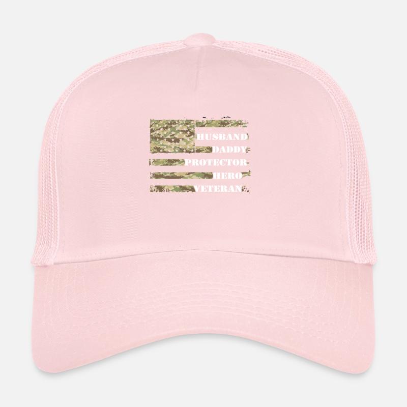 Husband Daddy Protector Hero Veteran Trucker Cap