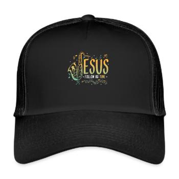 Jesus,Saxophone,Music,Religious. - Trucker Cap - black/black - Front