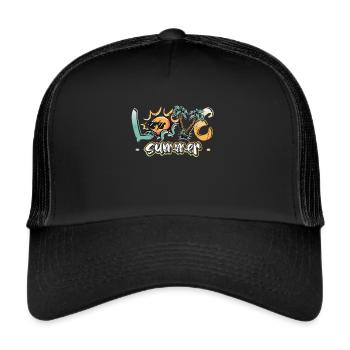 Hello Summer Sun with sunglasses - Trucker Cap - black/black - Front