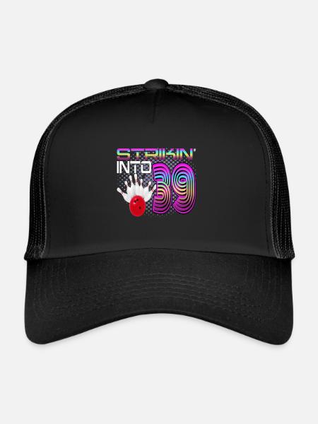 Frapper dans 39 Bowling Bowler 39e anniversaire - Casquette trucker  - noir/noir - Devant