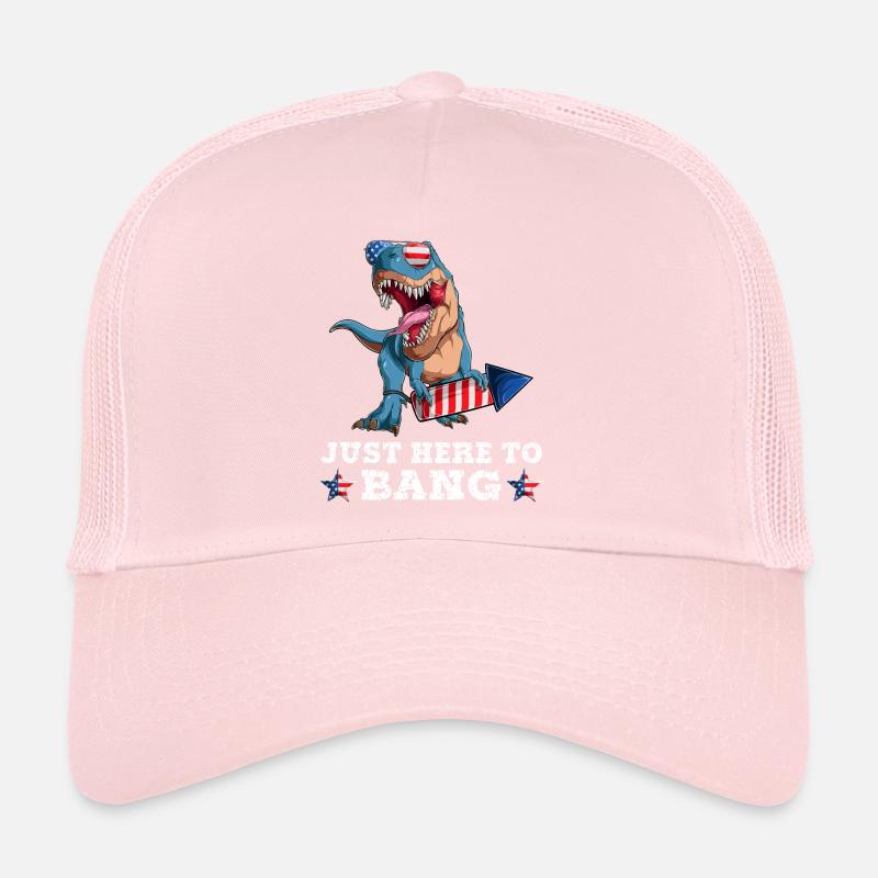 Trex 4 juillet Dinosaur Fireworks Drapeau américain Casquette trucker 