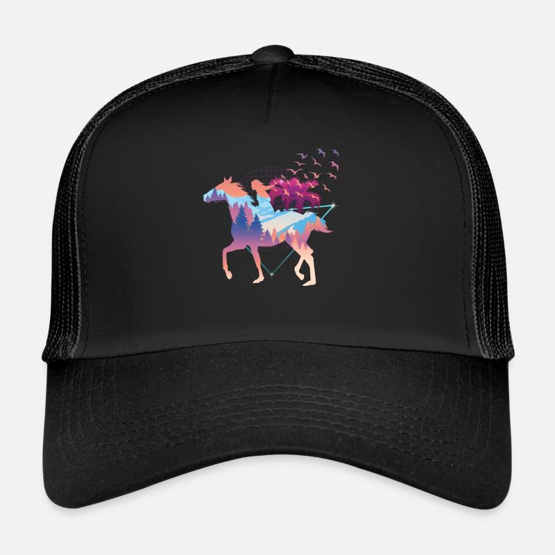 Fille éprise de chevaux Vaporwave Casquette trucker 