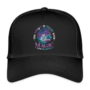 Wald voller Magie und Geheimnisse, Natur, Wandern - Trucker Cap - Schwarz/Schwarz - Vorne