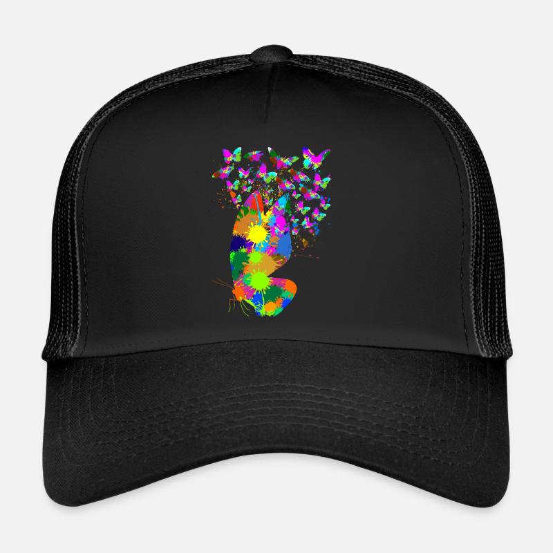 Papillon coloré Splash Papillons Papillons - Casquette trucker  - noir/noir