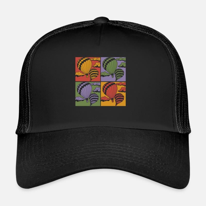 Pop Art Ballonfahrer Geschenkidee Heißluftballon - Trucker Cap - Schwarz/Schwarz