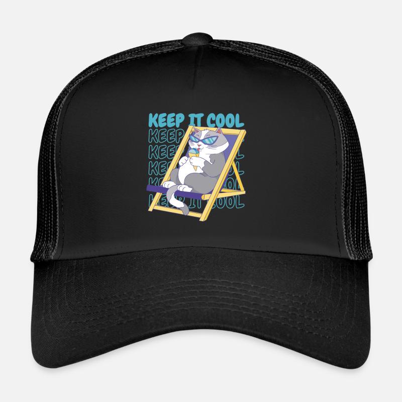 Crème glacée Été Plage Crème glacée Chat de vacances Casquette trucker 