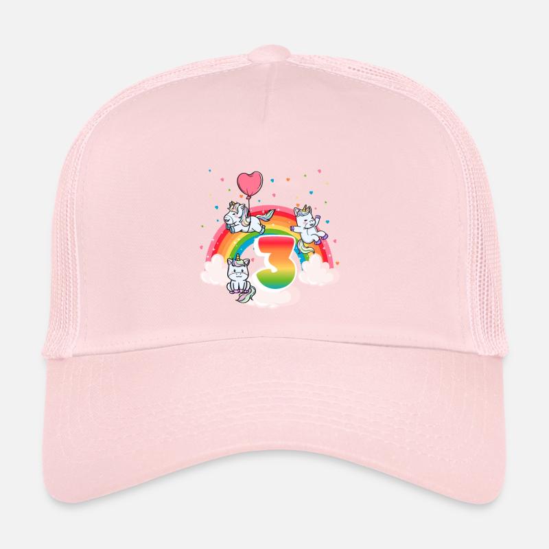 3rd Birthday Rainbow Unicorn Theme Birthday Trucker Cap