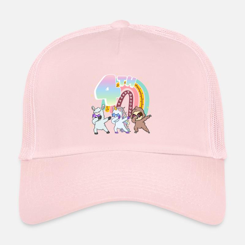4th Birthday Dabbing Llama Unicorn Sloth | 4. Trucker Cap
