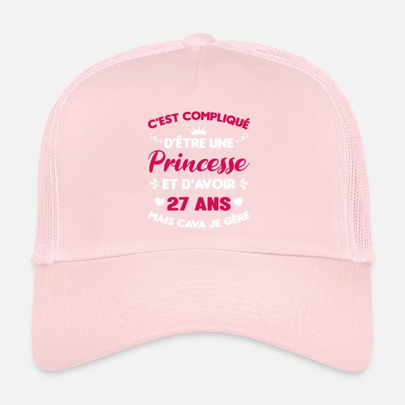 Princesse 27 Ans Anniversaire Idée Cadeau Pink Âge Casquette trucker 