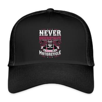 Never underestimate a woman on a motorcycle - Trucker Cap - black/black - Front