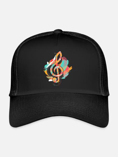 Violon Coloré Clef Musique Clef - Casquette trucker  - noir/noir - Devant