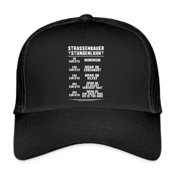 Straßenbauer Asphaltbauer Straßenbau - Trucker Cap - Schwarz/Schwarz - Vorne