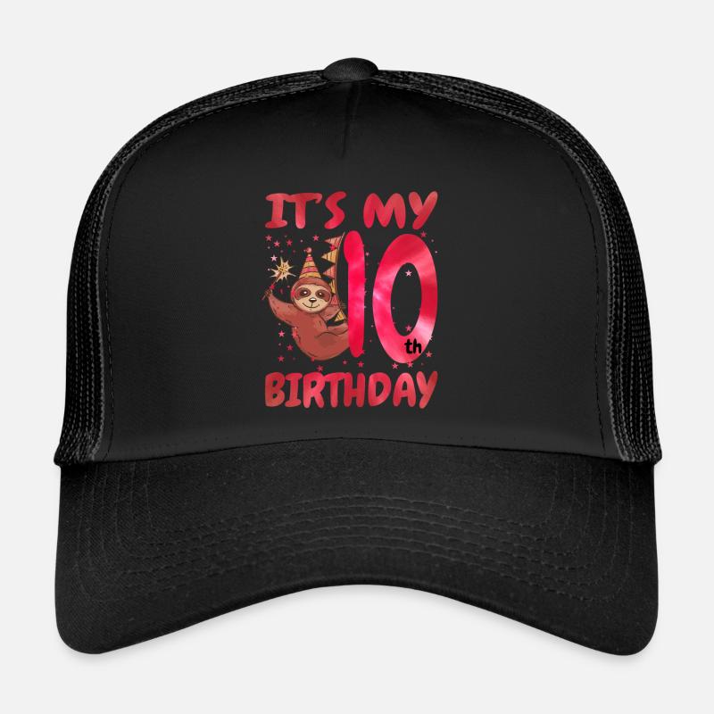 10th Birthday Cute Sloth Party Hat Trucker Cap