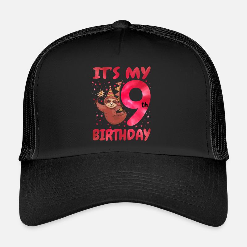9ème anniversaire Mignon Sloth Party Hat Thème Casquette trucker 