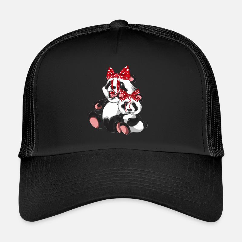 Pandabär - Trucker Cap - Schwarz/Schwarz