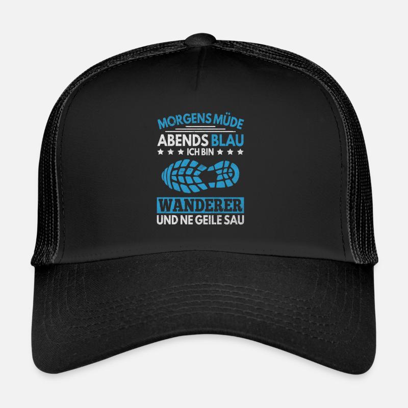 Morgens Müde Abends Blau Wanderer Wanderung Trucker Cap