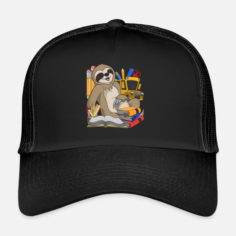 School Animal Motif Gift School Beginners Sloth Trucker Cap