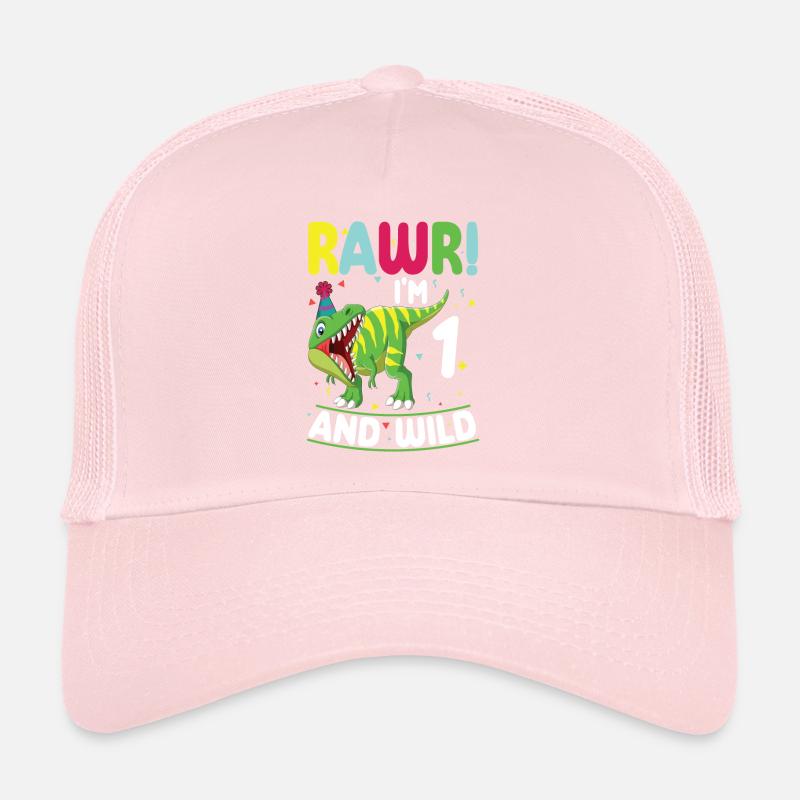 Dinosaur 1 Year Old 1st Birthday Party Trucker Cap