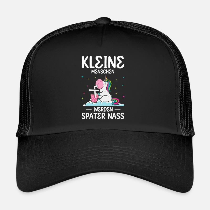 Einhorn Kleine Menschen werden später nass - Trucker Cap - Schwarz/Schwarz