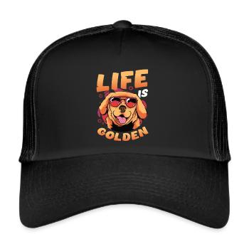 Life is golden - Golden Retriever - Trucker Cap - black/black - Front