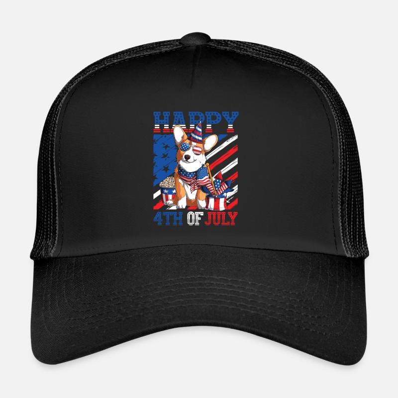 Joyeux 4 juillet Corgi Casquette trucker 