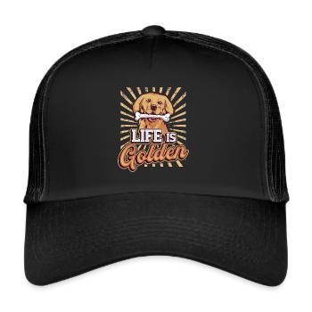 Life is golden - Golden Retriever - Trucker Cap - black/black - Front