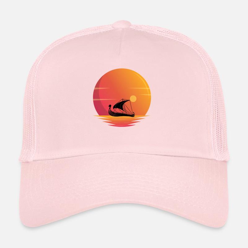 Coucher de soleil sur les bateaux vikings Casquette trucker 