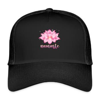Yoga Meditation Lotusblume Namaste Yoga - Trucker Cap - Schwarz/Schwarz - Vorne