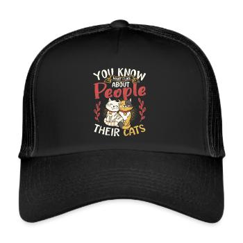 You know what I like about people and cats. - Trucker Cap - black/black - Front