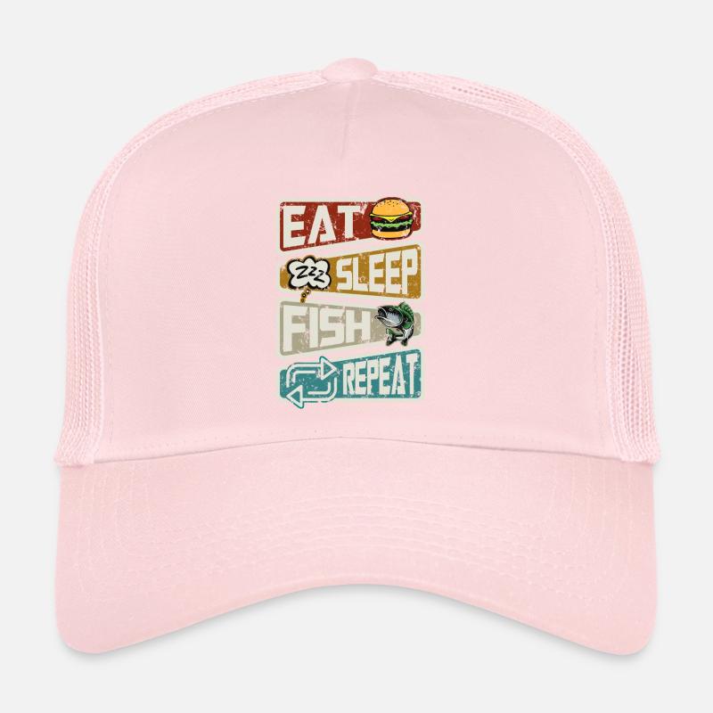 Pêcheur Drôle de pêche Manger Dormir Poisson Répéter Casquette trucker 