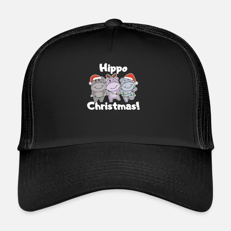 Hippo Noël Animaux doux Hippos Joyeux Noël Casquette trucker 