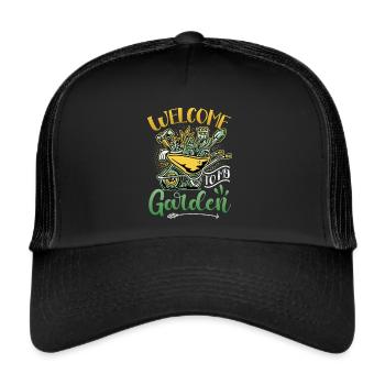 Bienvenue dans mon jardin - Jardinage - Casquette trucker  - noir/noir - Devant