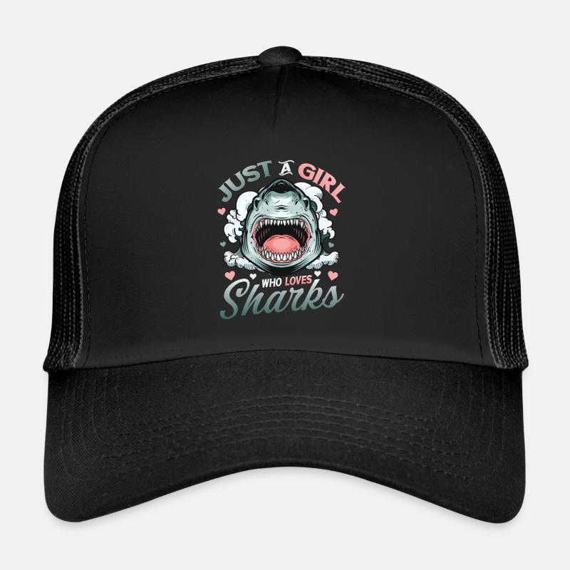 Mädchen, das Haie liebt - Trucker Cap - Schwarz/Schwarz