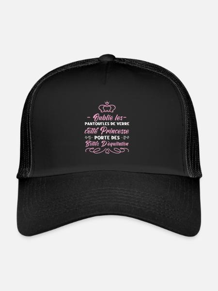 Oublie les pantoufles de verre équitation humour - Casquette trucker  - noir/noir - Devant